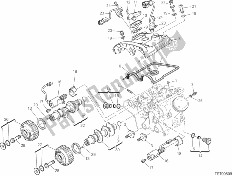 Alle onderdelen voor de Verticale Cilinderkop - Timing van de Ducati Multistrada 1260 S ABS Thailand 2020